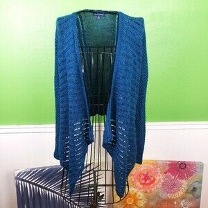 American Eagle Outfitters Blue Knit High Low Open Jacket Size Small